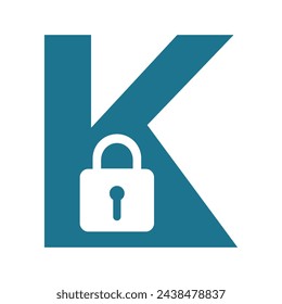 lock logo combine with letter K vector template