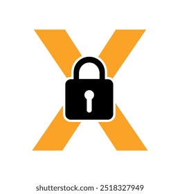  Lock Logo combine with letter X vector template