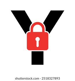  Logo de la cerradura se combina con la letra Y Vector Plantilla