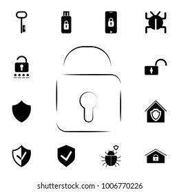Lock logo icon. Set of cybersecurity icons. Signs, outline symbols collection, simple icons for websites, web design, mobile app, info graphics on white background