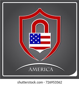 lock logo made from the flag of America