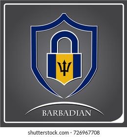 lock logo made from the flag of Barbadian