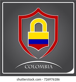 lock logo made from the flag of colombia