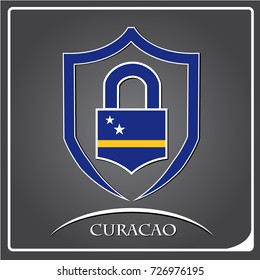 lock logo made from the flag of Curacao