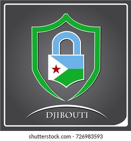 lock logo made from the flag of Djibouti