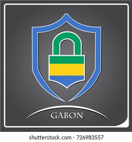 lock logo made from the flag of Gabon
