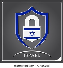 lock logo made from the flag of Israel