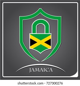 lock logo made from the flag of Jamaica