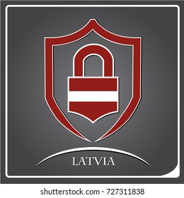 lock logo made from the flag of Latvia