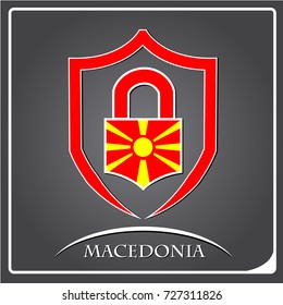 lock logo made from the flag of Macedonia
