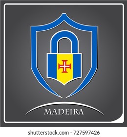 lock logo made from the flag of Madeira