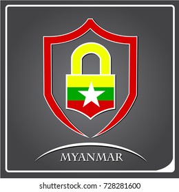 lock logo made from the flag of Myanmar