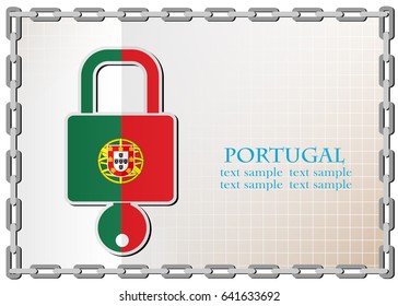 lock logo made from the flag of Portugal
