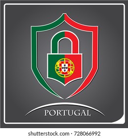 lock logo made from the flag of Portugal