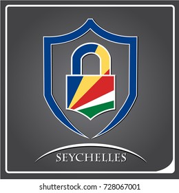 lock logo made from the flag of Seychelles