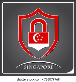 lock logo made from the flag of Singapore