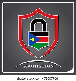 lock logo made from the flag of South Sudan