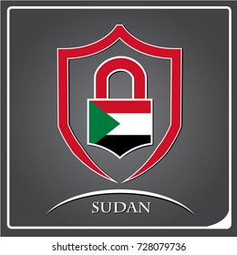 lock logo made from the flag of Sudan