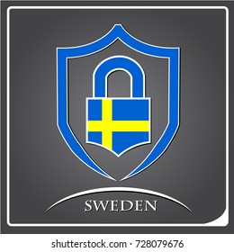 lock logo made from the flag of Sweden