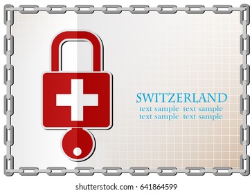 lock logo made from the flag of Switzerland