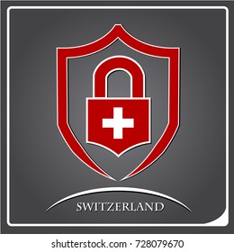 lock logo made from the flag of Switzerland
