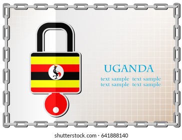 lock logo made from the flag of  Uganda