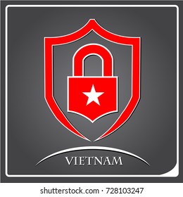 lock logo made from the flag of Vietnam