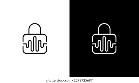 Lock logo padlock icon protection sound wave voice audio technology outline design