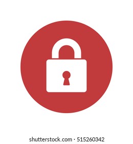 Lock logo vector. Padlock security symbol for web site design. Vector icon in red circle.