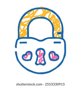 lock for love couple doodle icon sketch vector. lock for love couple sign. isolated symbol illustration