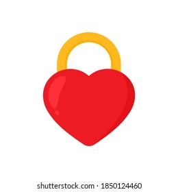 lock love gold icon isolated on white background. Concept amour connection. Flat design. Vector illustration.