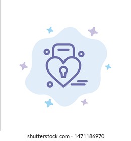 Lock, Love, Heart, Wedding Blue Icon on Abstract Cloud Background. Vector Icon Template background