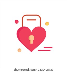 Lock, Love, Heart, Wedding  Flat Color Icon. Vector icon banner Template