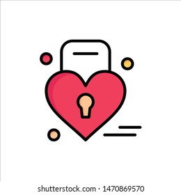 Lock, Love, Heart, Wedding  Flat Color Icon. Vector icon banner Template. Vector Icon Template background