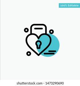 Lock, Love, Heart, Wedding turquoise highlight circle point Vector icon