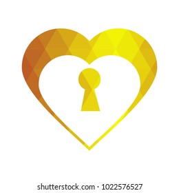 lock love icon. Golden low poly style.