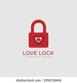 Lock Love Logo Template Design Vector