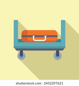 Lock luggage trolley icon flat vector. Move bag trip. Transport wheel