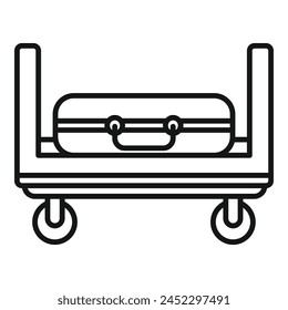 Lock luggage trolley icon outline vector. Move bag trip. Transport wheel