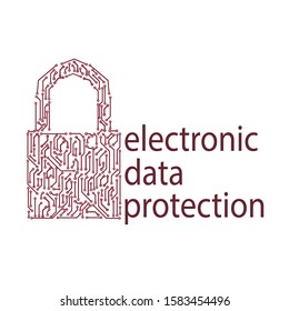 the lock is made in the form of a printed circuit board. electronic data protection concept. intellectual property security