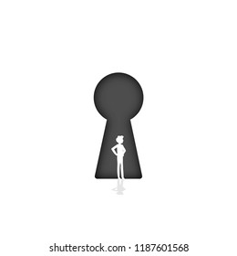 lock and man with shadow in flat design
