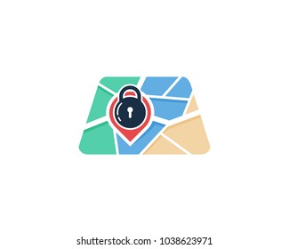Lock Map Icon Logo Design Element