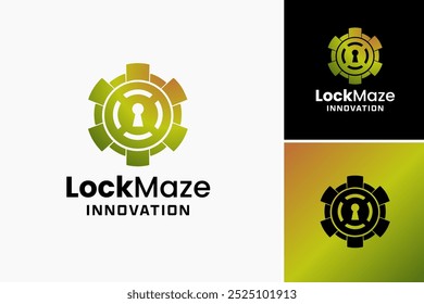 Lock Maze Innovation Logo: An intricate design with a lock and maze, symbolizing innovative security solutions. Perfect for security firms, tech companies. Layered EPS Vector