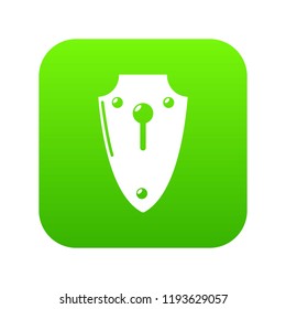Lock medieval icon green vector isolated on white background