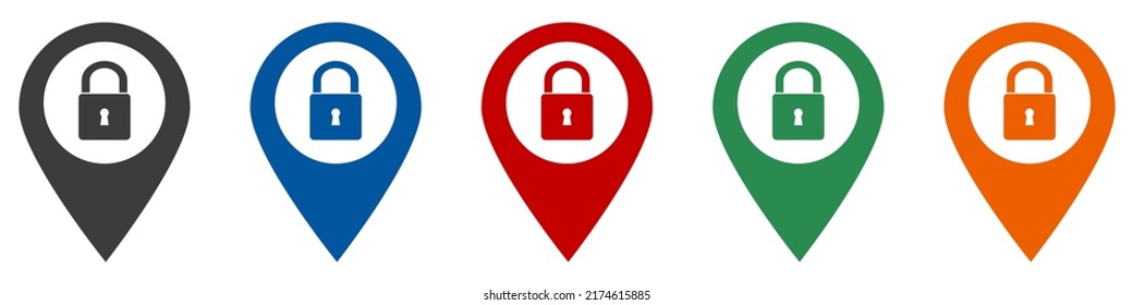 The lock is in the middle of the pointer. Lock, security signs concept vector icon set. Vector illustration eps10