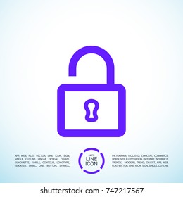 Lock minimalistic vector icon. Protection line minimal icon for flat mobile app and web design.
