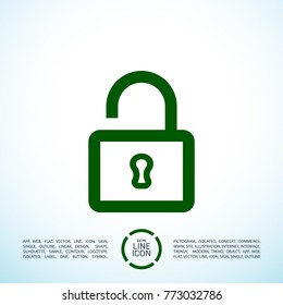 Lock minimalistic vector icon. Protection line minimal icon for flat mobile app and web design.