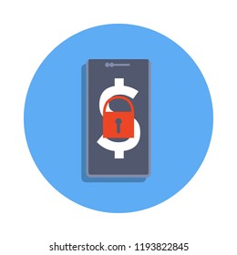 lock in a mobile bank colored icon in badge style. One of Banking collection icon can be used for UI, UX