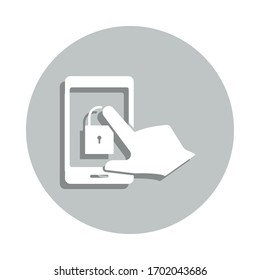 Lock, mobile, hand, block badge icon. Simple glyph, flat vector of business icons for ui and ux, website or mobile application