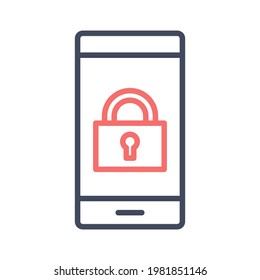 Lock, mobile, security icon vector image. Can also be used for cyber security. Suitable for use on web apps, mobile apps and print media.